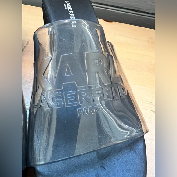 KARL LAGERFELD PARIS Fenya Transparent Platform Slides Women Size 7.5 - Picture 3 of 9